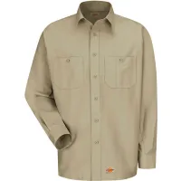 Dickies® Men's Canvas Long Sleeve Work Shirt Khaki Regular-M-WS10KHRGM