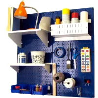 Wall Control Pegboard Hobby Craft Organizer Storage Kit, Galvanized White,  32 X 32 X 9