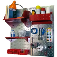 Wall Control Pegboard Hobby Craft Organizer Storage Kit, Galvanized White,  32 X 32 X 9