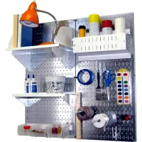 Wall Control Pegboard Hobby Craft Organizer Storage Kit, Galvanized White,  32 X 32 X 9