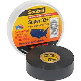 3m 7100201470 3m™ Scotch® Super 33+™ Vinyl Electrical Tape, 3/4" X 76, Black image.