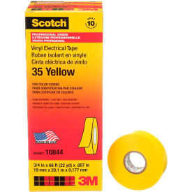 3m 7000006096 3M Scotch® Vinyl Electrical Color Coding Tape 35-Yellow, 3/4" X 66 image.