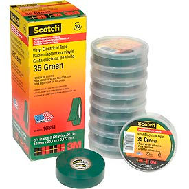 3m 7000006098 3M Scotch® Vinyl Electrical Color Coding Tape 35-Green, 3/4" X 66 image.