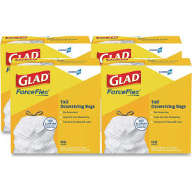 Glad® Tall Kitchen Drawstring Trash Bags 13 Gal 0.72 mil 24" x 27.38" Gray 400/Case