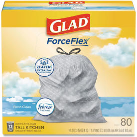 Glad® ForceFlex Drawstring Trash Bags 13 gal Fresh Clean with Febreze 24 x 27.38 80/Box