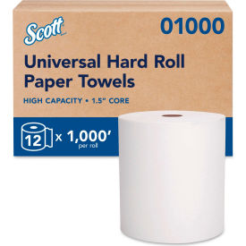 Scott® Essential High Capacity Hard Roll Towels 1-Ply 8" x 1000 ft 1.5" Core 12 Rolls/CT 