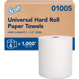 Scott® Essential High Capacity Hard Roll Towels 8" x 1000 ft 1.5" Core Recycled 6 Rolls 