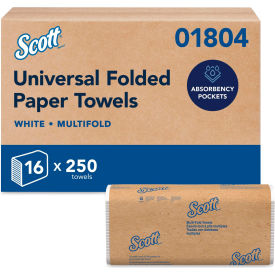Scott® Essential Multi-Fold Towels 1-Ply 9.2" x 9.4" White 250/Packs 16 Packs/CT 