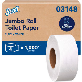 Scott® Essential JRT Jumbo Roll Bathroom Tissue Septic Safe 2-Ply 3.55" x 1000ft 4 Rolls/CT 