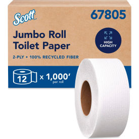 Scott® Essential 100 Recycled Fiber JRT Bathroom Tissue Septic Safe3.55" x 1000 ft 12 Rolls