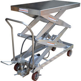 Vestil Hydraulic Mobile Double Scissor Lift Table Partially Stainless Steel 24 x 47 1500Lb. Cap.