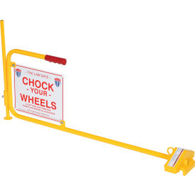 Railroad Flag Rail Car Chock with "Chock Your Wheels" Sign view 2