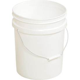 Vestil 5 Gallon Open Head Plastic Pail PAIL-54-PWS with Steel Handle - White