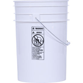 6 Gallon Open Head Plastic Pail PAIL-6-PWS with Steel Handle - White
