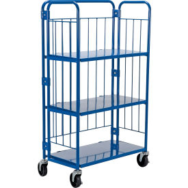 Vestil Steel Folding Container Shelf Truck w/2 Shelves 990 lb. Capacity 34"L x 18"W x 58"H Blue