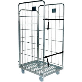 Vestil Galvanized Steel Folding Roller Container Shelf Truck 1 Shelf ROL-80