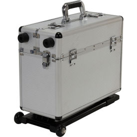 CASE-EH Aluminum Pilot Case With Trolley Handle  19"L x 10"W x 14"H Silver