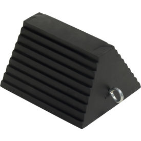 Vestil Molded Rubber Wheel Chock with Eye Bolt & Double Jam Nut 8"L x 9-1/2"W x 6"H 