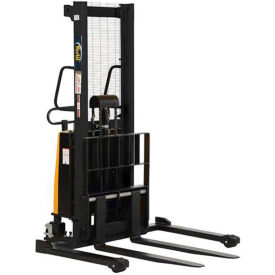 Vestil Steel Adjustable Stacker with Powered Lift 63" Lift 3000 lb. Capacity 
