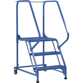 Vestil Steel Maintenance Ladder 58 Degree 3 Grip Strut 24" Step Width 350 lb. Capacity Blue 