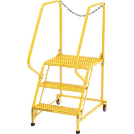 Vestil Steel Maintenance Ladder 58 Degree 3 Grip Strut 24" Step Width 350 lb. Capacity Yellow 