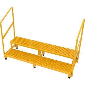 Vestil 2-Step Steel Adjustable Stand with Handrails 22-7/8"L x 62-3/8"W x 45-1/4"H Yellow 