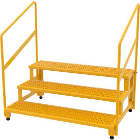 Vestil 3-Step Steel Adjustable Stand with Handrails 33-7/8"L x 51-1/8"W x 52"H Yellow 