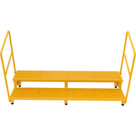 Vestil 2-Step Steel Adjustable Stand with Handrails 22-7/8"L x 74-11/16"W x 45-1/4"H Yellow 