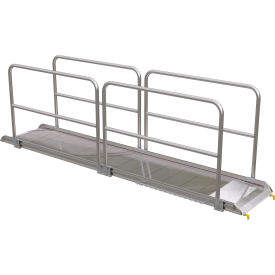 Vestil Aluminum Wheel Walk Ramp Steel w/ Handrails 146-15/16L x 28W 1900 Lb. Cap. Silver 
