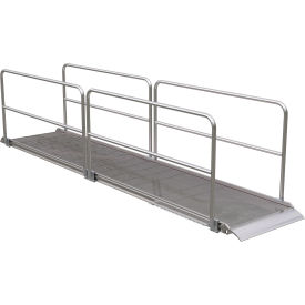 Vestil Aluminum Wheel Walk Ramp Overlapping w/ Handrails 192L x 38W 1000 Lb. Cap. Silver 