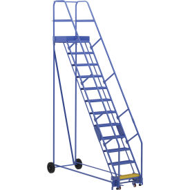 Vestil 12 Step Steel Rolling Ladder 58 Degree 24"W Grip Strut Step 97-1/2"L 350 lb. Cap. 