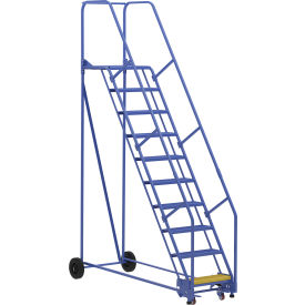 Vestil 10 Step Steel Rolling Ladder 58 Degree 24"W Perforated 85-3/16"L 350 lb. Capacity 