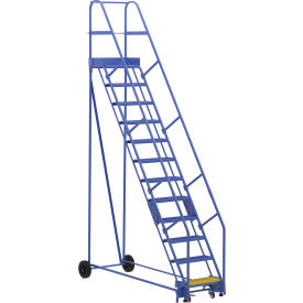 Vestil 12 Step Steel Rolling Ladder 58 Degree 24"W Grip Strut Step 91-7/16"L 350 lb. Cap. 