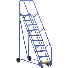 Vestil 10 Step Steel Rolling Ladder 58 Degree 24"W Perforated 78-15/16"L 350 lb. Capacity 