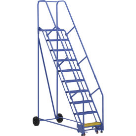 Vestil 10 Step Steel Rolling Ladder 58 Degree 24"W Grip Strut Step 350 lb. Capacity 