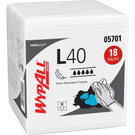 WypAll® L40 Towels 1/4 Fold 12.5 x 12 White 56/Box 18 Packs/Carton