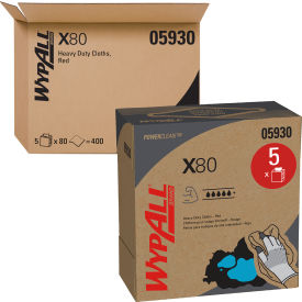 WypAll® Power Clean X80 Heavy Duty Cloths HYDROKNIT POP-UP Box Red 76/Box 5 Box/Carton