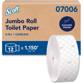 Scott® Essential Coreless JRT Septic Safe 2-Ply 3.75" x 1150 ft White 12 Rolls/Carton