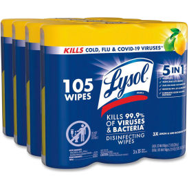 LYSOL® Disinfecting Wipes Lemon and Lime Blossom 35 Wipes/Canister 3 Canisters/Pack 4 Packs