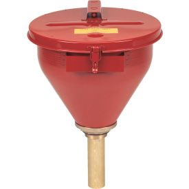 Justrite® 8207 10-3/4" Dia. Steel Funnel - Self-Closing Cover & 6" Flame Arrester 