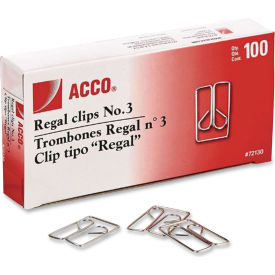 Acco® Regal Owl Paper Clips 1" Length Silver 100/Box