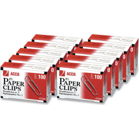 Acco® Economy Paper Clips No. 3 Size 5/16" Length Silver 1000/Pack