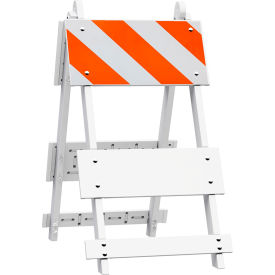Plasticade 101-T12-EG All Plastic Maintenance Free Type I Traffic Barricade White Foldable