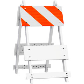 Plasticade 101-T12-HI-P All Plastic Maintenance Free Type I Traffic Barricade White Foldable