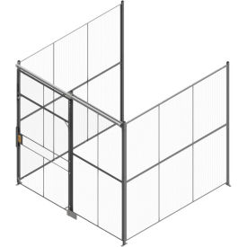 840 Style Woven Wire 3 Sided Cage w/5' Sliding Door No Ceiling 10' 6"" x 10' 4"" x 10' 5-1/4""H