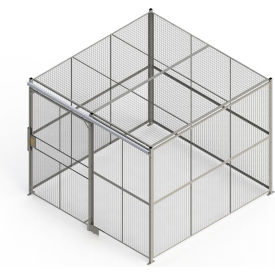 840 Style Woven Wire 4 Sided Cage w/5' Sliding Door & Ceiling 10' 4"" x 10' 4"" x 10' 5-1/4""H