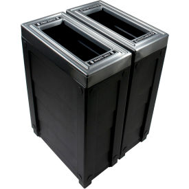 Busch Systems Evolve Double Recycling & Trash Can, 46 Gallon, Black