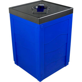 Busch Systems Evolve Cube Recycling Can, Multiple Recyclables, 50 Gallon, Blue