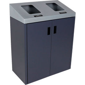 Busch Systems Summit SI Double Recycling & Trash Can, Mixed Recyclables, 30 Gal, Silver/Grey
