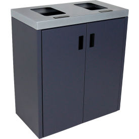 Busch Systems Summit SI Triple Recycling & Trash Can, 30 Gallon, Silver/Grey